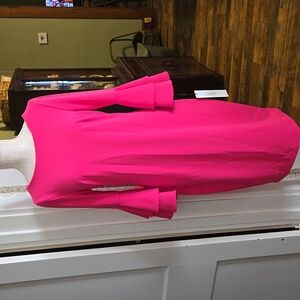 NWT Calvin Klein Flutter Sleeve Bright Pink Woman's Dress Size 8 Valentine's a7